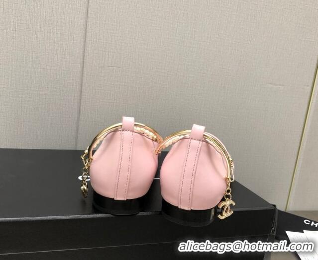 Grade Chanel Shiny Lambskin Ballerinas with Pearls G38986 Pink