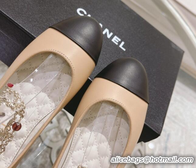 Luxurious Chanel Calfskin Ballerinas with Chain G38986 Beige 122826