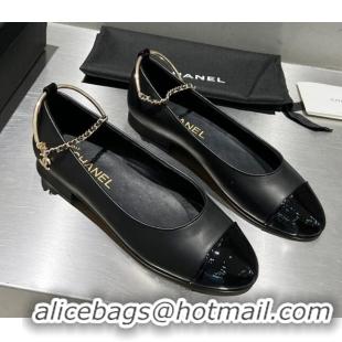 Good Product Chanel Lambskin and Patent Leather Ballerinas with Chain G38986 Black