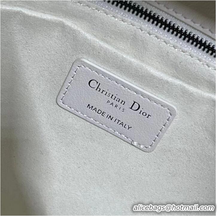 Unique Grade LADY DIOR TOP HANDLE LARGE BAG Latte Cannage Lambskin C0088 WHITE&BLACK