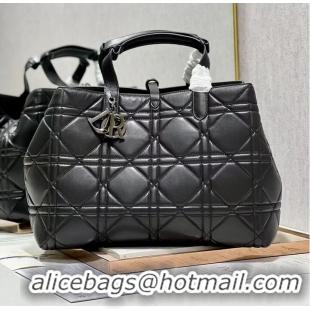 Reasonable Price LADY DIOR TOP HANDLE LARGE BAG Latte Cannage Lambskin C0088 BLACK&BLACK