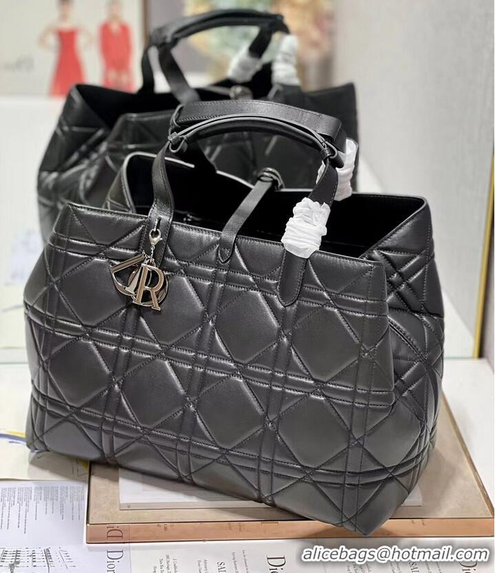 Reasonable Price LADY DIOR TOP HANDLE LARGE BAG Latte Cannage Lambskin C0088 BLACK&BLACK