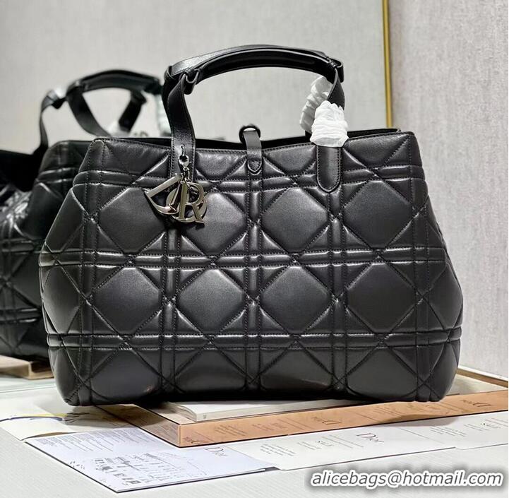 Reasonable Price LADY DIOR TOP HANDLE LARGE BAG Latte Cannage Lambskin C0088 BLACK&BLACK