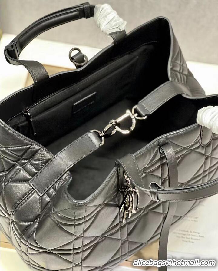 Reasonable Price LADY DIOR TOP HANDLE LARGE BAG Latte Cannage Lambskin C0088 BLACK&BLACK