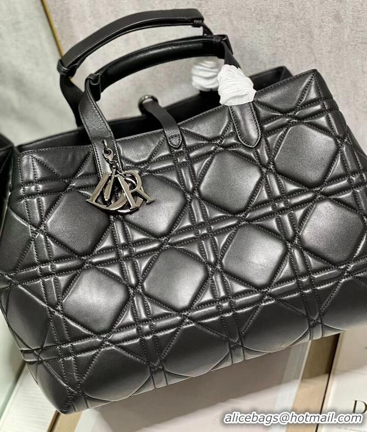 Reasonable Price LADY DIOR TOP HANDLE LARGE BAG Latte Cannage Lambskin C0088 BLACK&BLACK