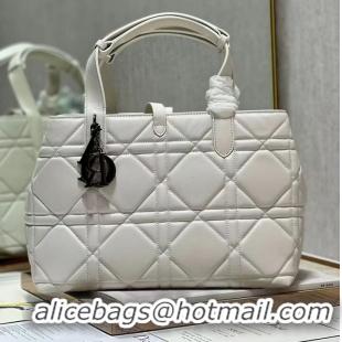 Super Quality DIOR TOP HANDLE MEDIUM BAG Latte Cannage Lambskin C0089 WHITE&BLACK