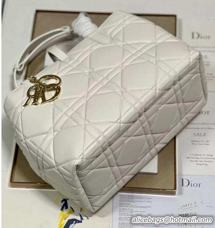 Promotional DIOR TOP HANDLE MEDIUM BAG Latte Cannage Lambskin C0089 WHITE&GOLD