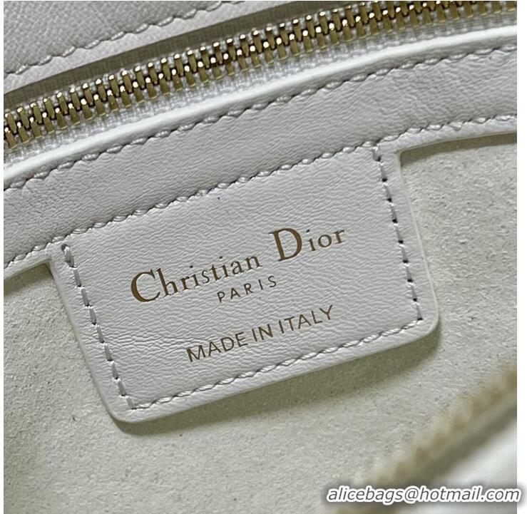 Promotional LADY DIOR TOP HANDLE MEDIUM BAG Latte Cannage Lambskin C9226 WHITE&GOLD