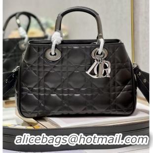 Good Looking LADY DIOR TOP HANDLE MEDIUM BAG Latte Cannage Lambskin C9226 BLACK&BLACK