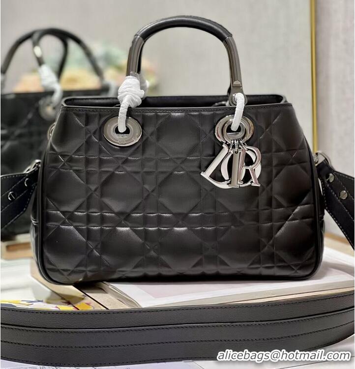 Good Looking LADY DIOR TOP HANDLE MEDIUM BAG Latte Cannage Lambskin C9226 BLACK&BLACK