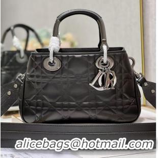 Promotional LADY DIOR TOP HANDLE MEDIUM BAG Latte Cannage Lambskin C9227 BLACK&BLACK