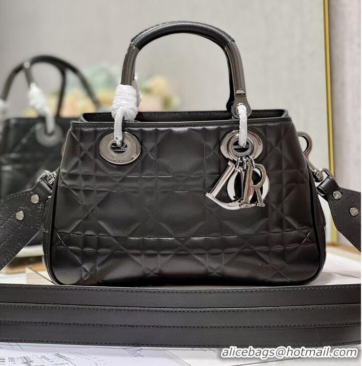 Promotional LADY DIOR TOP HANDLE MEDIUM BAG Latte Cannage Lambskin C9227 BLACK&BLACK