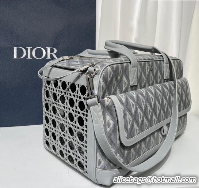 Well Crafted Dior Hit The Road Pet Carrier Bag in Dior Gray CD Diamond Canvas and Smooth Calfskin CD3061 2023