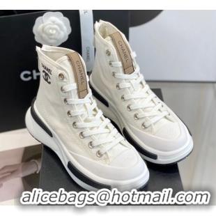 Fashion Chanel Canvas High top Sneakers White 122975