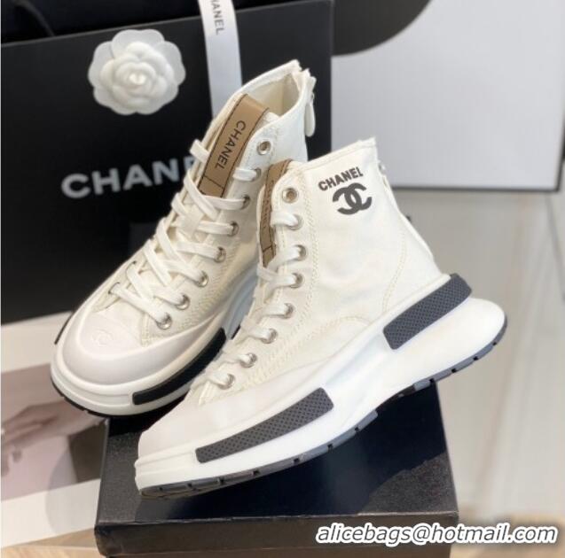 Fashion Chanel Canvas High top Sneakers White 122975