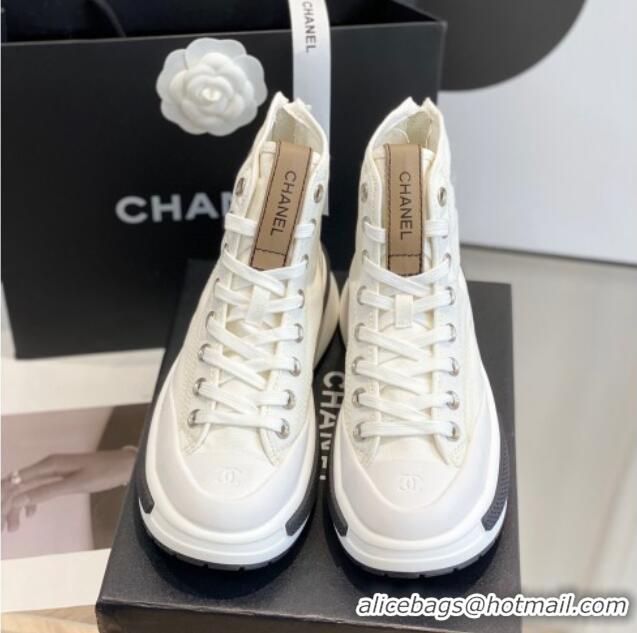 Fashion Chanel Canvas High top Sneakers White 122975