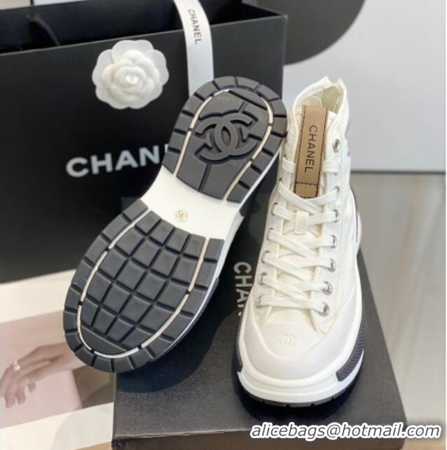 Fashion Chanel Canvas High top Sneakers White 122975