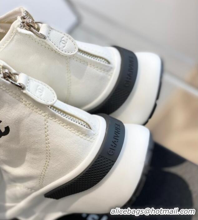 Fashion Chanel Canvas High top Sneakers White 122975