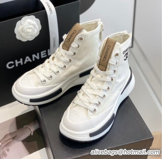 Fashion Chanel Canvas High top Sneakers White 122975