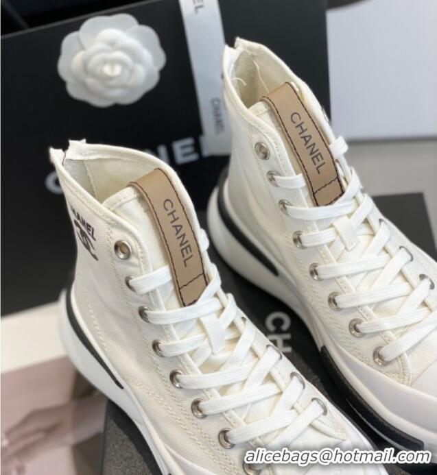 Fashion Chanel Canvas High top Sneakers White 122975