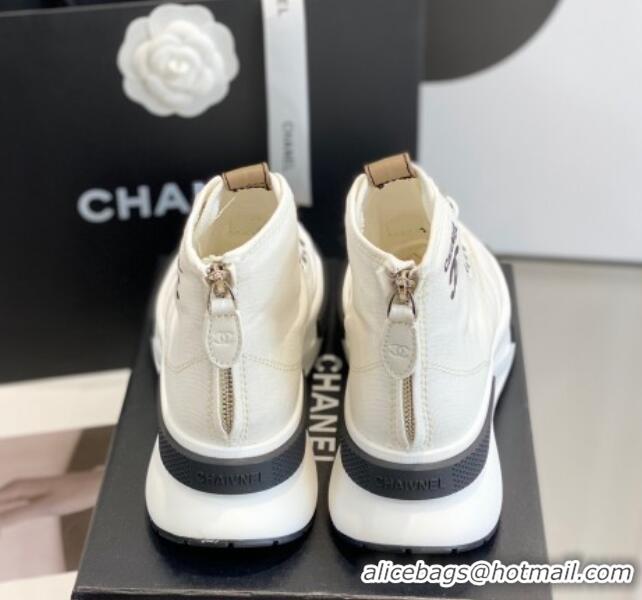 Fashion Chanel Canvas High top Sneakers White 122975