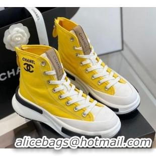 Good Looking Chanel Canvas High top Sneakers Yellow 122976