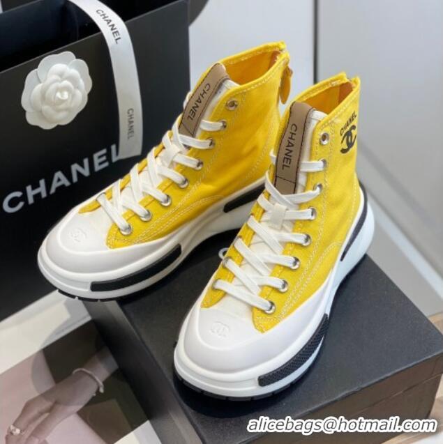 Good Looking Chanel Canvas High top Sneakers Yellow 122976