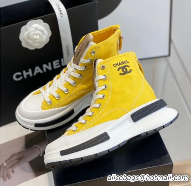 Good Looking Chanel Canvas High top Sneakers Yellow 122976