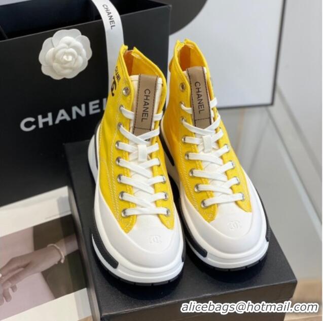 Good Looking Chanel Canvas High top Sneakers Yellow 122976