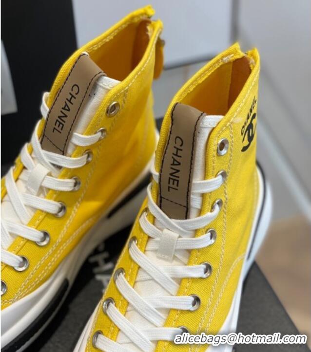 Good Looking Chanel Canvas High top Sneakers Yellow 122976