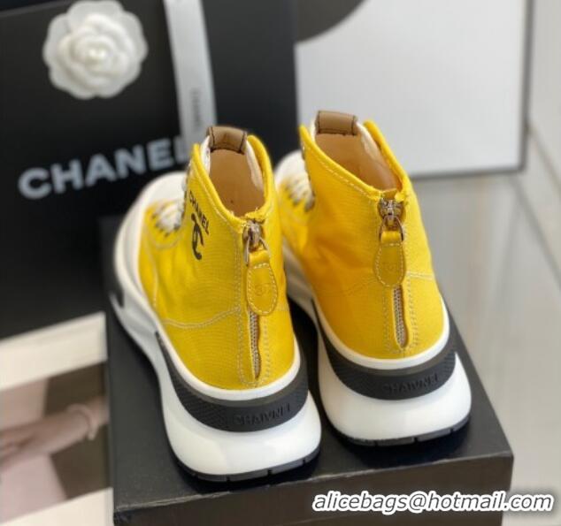 Good Looking Chanel Canvas High top Sneakers Yellow 122976