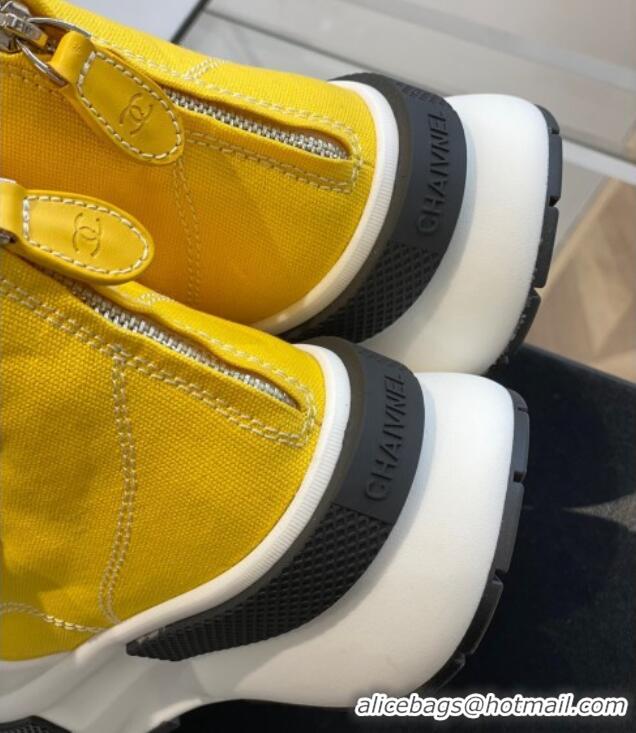 Good Looking Chanel Canvas High top Sneakers Yellow 122976