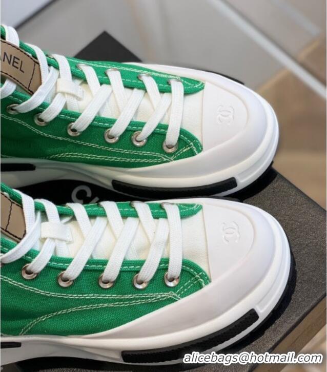 Sophisticated Chanel Canvas High top Sneakers Green 122977