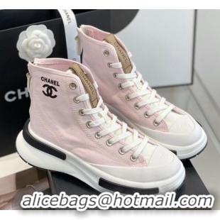 Good Quality Chanel Canvas High top Sneakers Pink 122978