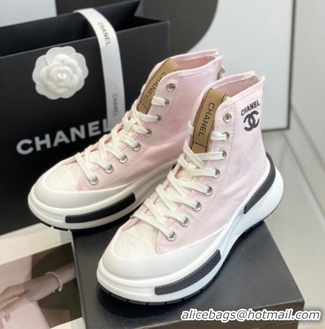 Good Quality Chanel Canvas High top Sneakers Pink 122978