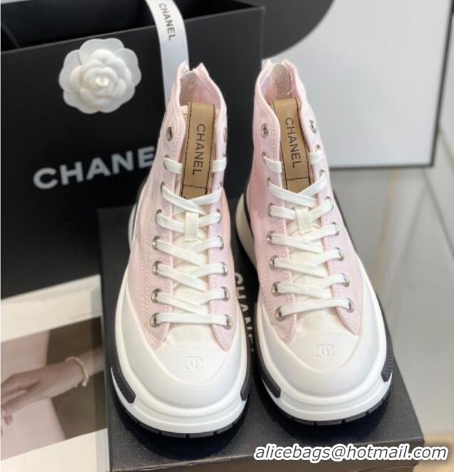 Good Quality Chanel Canvas High top Sneakers Pink 122978