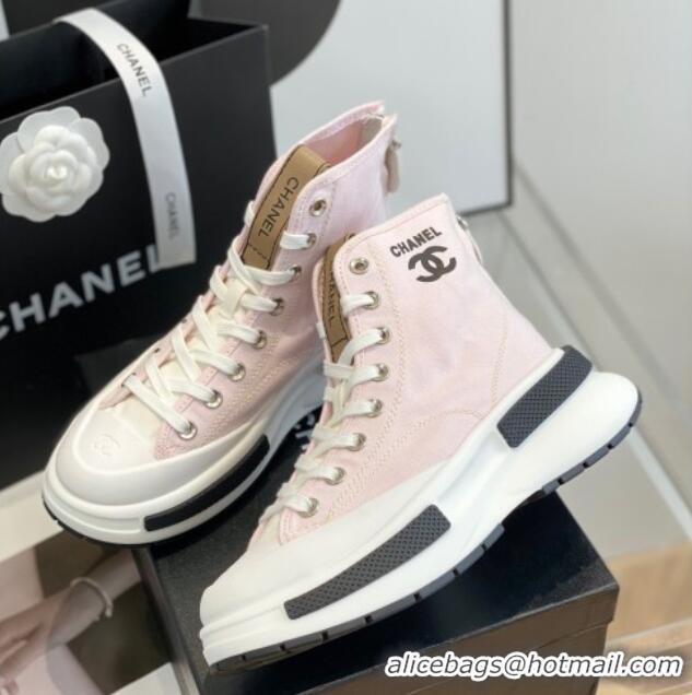 Good Quality Chanel Canvas High top Sneakers Pink 122978