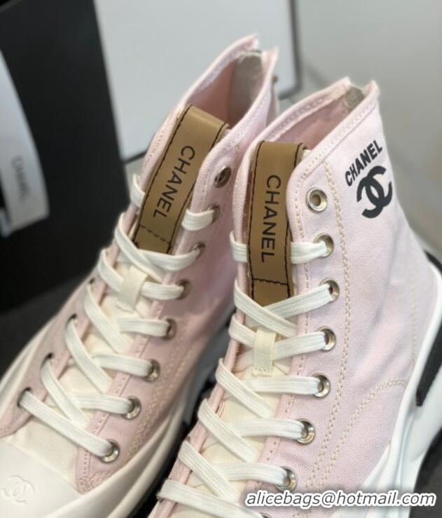 Good Quality Chanel Canvas High top Sneakers Pink 122978