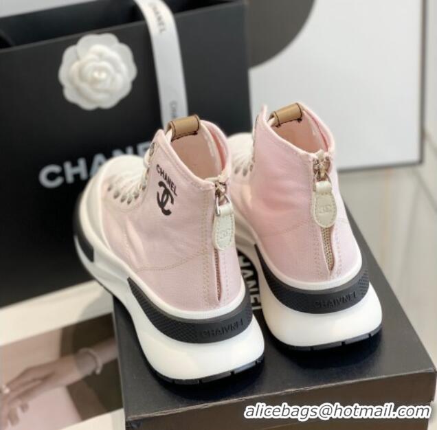 Good Quality Chanel Canvas High top Sneakers Pink 122978