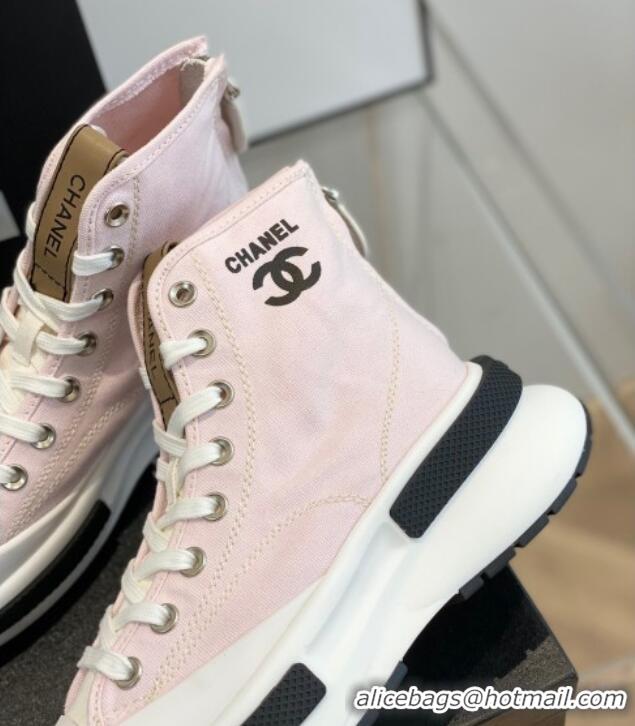 Good Quality Chanel Canvas High top Sneakers Pink 122978