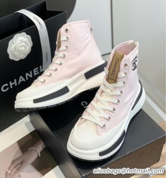 Good Quality Chanel Canvas High top Sneakers Pink 122978