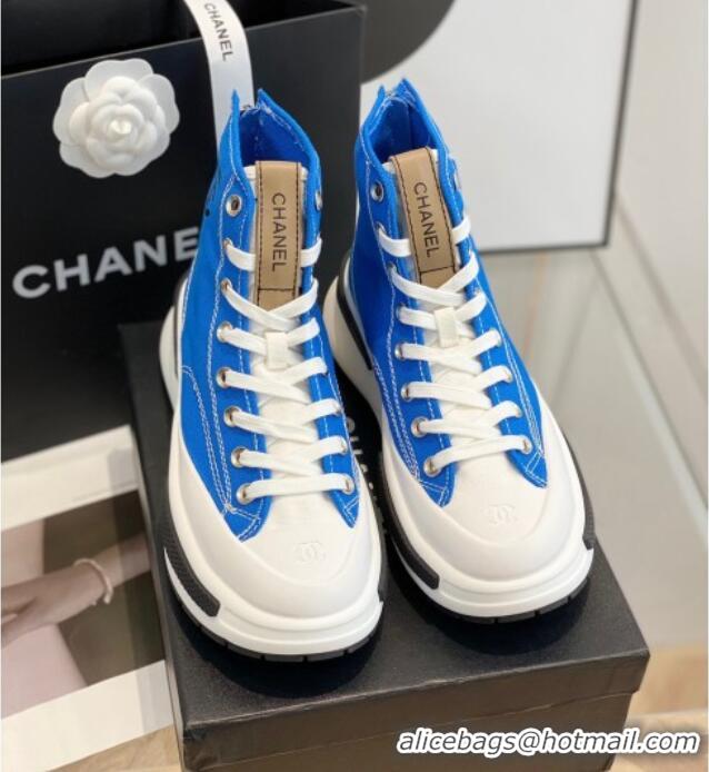 Grade Quality Chanel Canvas High top Sneakers Blue 122979