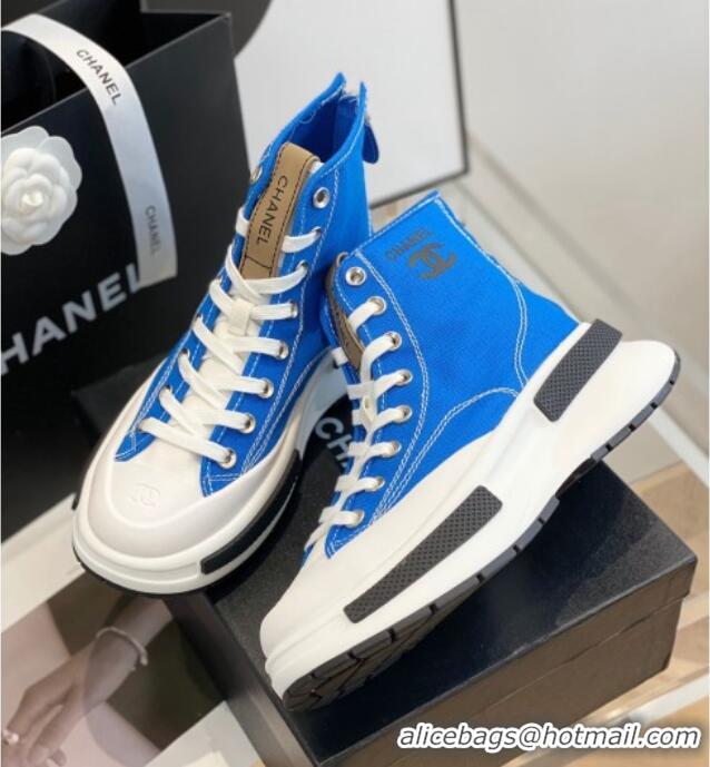 Grade Quality Chanel Canvas High top Sneakers Blue 122979