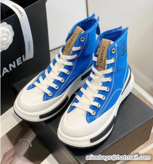 Grade Quality Chanel Canvas High top Sneakers Blue 122979