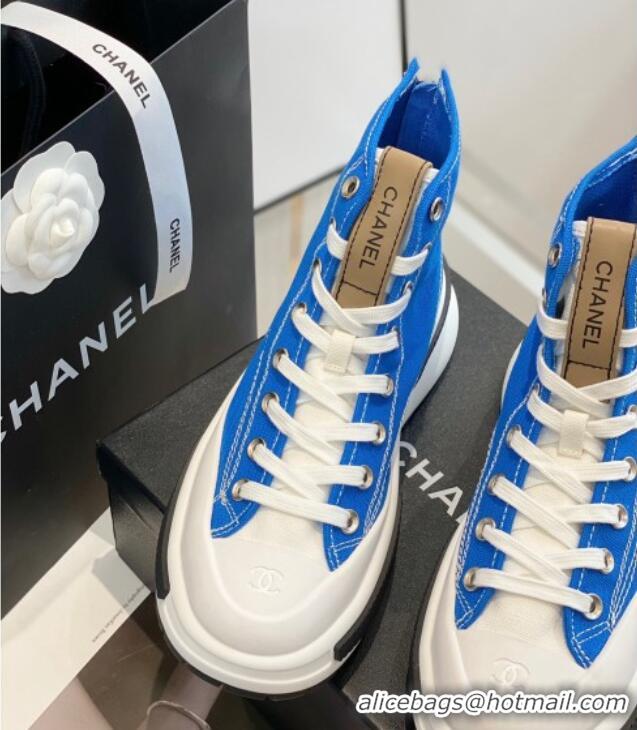 Grade Quality Chanel Canvas High top Sneakers Blue 122979