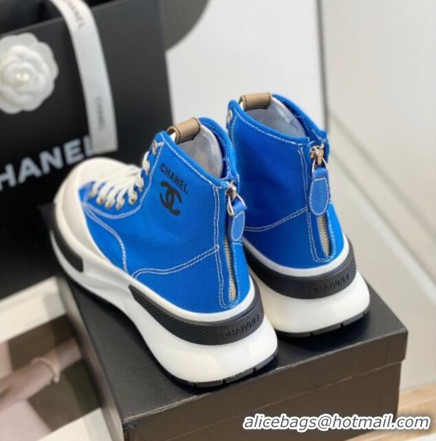 Grade Quality Chanel Canvas High top Sneakers Blue 122979