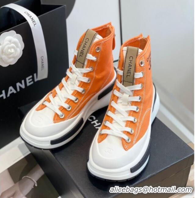 Luxury Chanel Canvas High top Sneakers Orange 122980