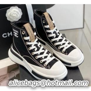 Best Grade Chanel Canvas High top Sneakers Black 122981