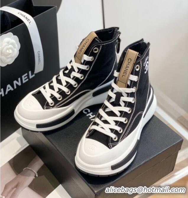 Best Grade Chanel Canvas High top Sneakers Black 122981