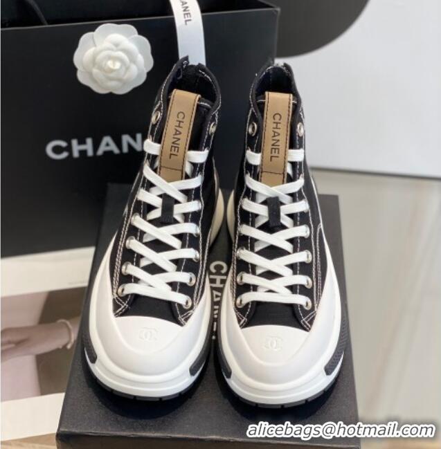 Best Grade Chanel Canvas High top Sneakers Black 122981